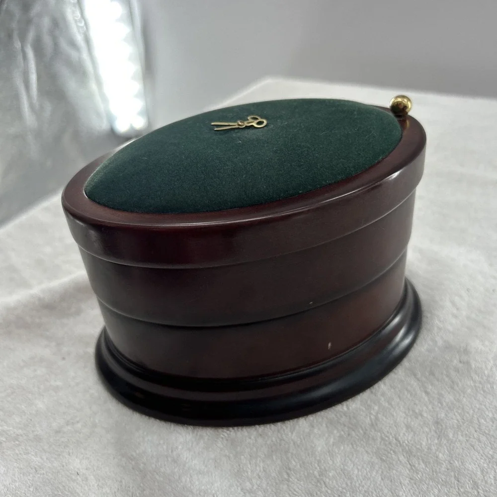 The Bombay Company Sewing Pincushion Three Tier Swivel Wooden Box Vintage